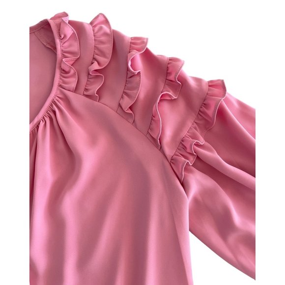 Amanda‎ Uprichard Ruffle Sleeve Top Pink Small Tie Front Size Small Barbiecore - Picture 2 of 9
